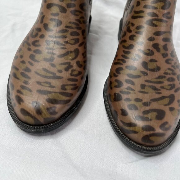 Joules Womens Leopard Print Rubber Chelsea Welly Rainboots Size US 7 EU 38 UK 5 - Picture 8 of 12